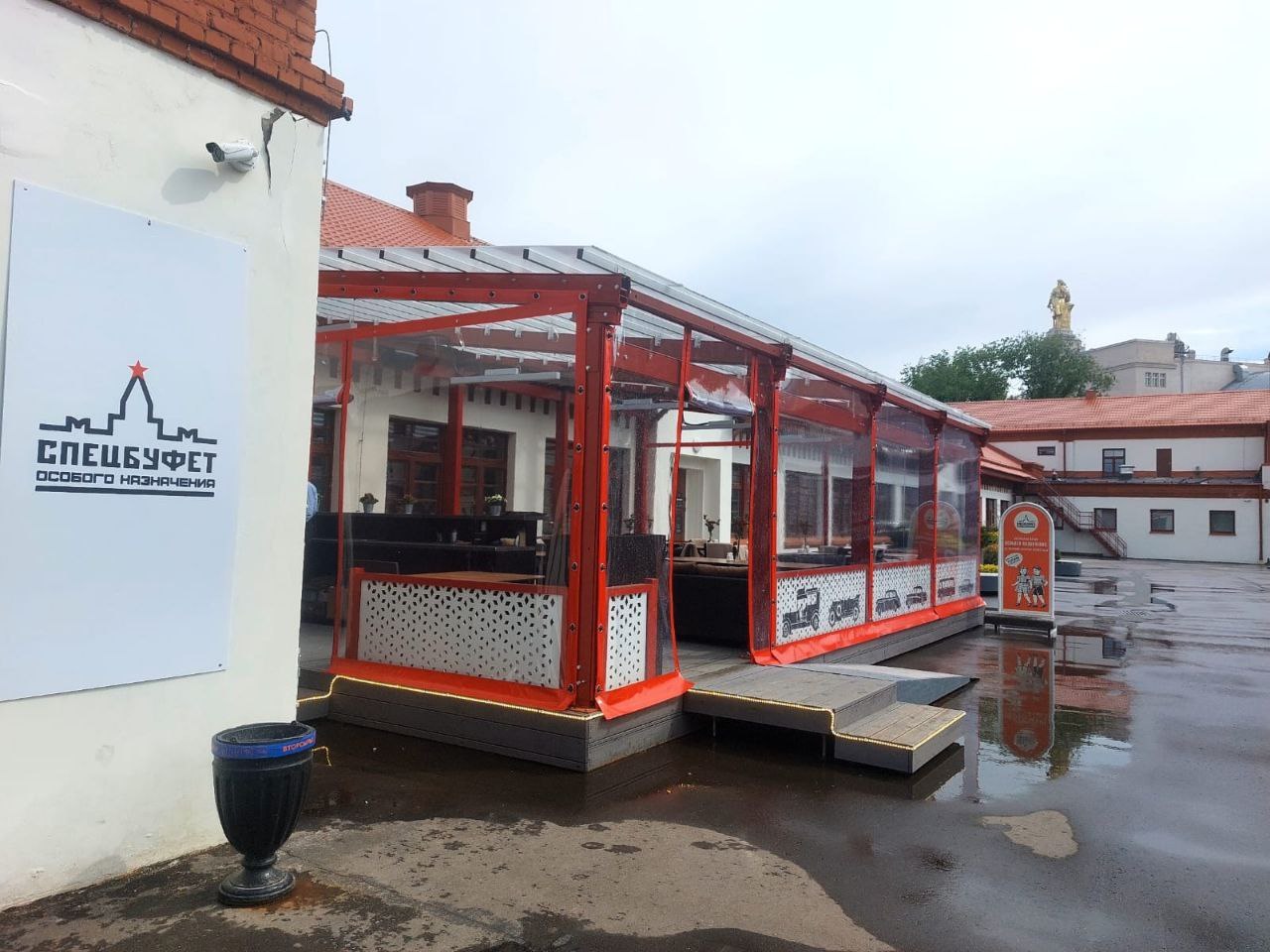 ПВХ шторы для летней террасы кафе в Горшечном
